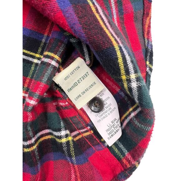 LL Bean Womens Red Relaxed Scotch Plaid Button Down Flannel Shirt Size Large - Picture 5 of 10